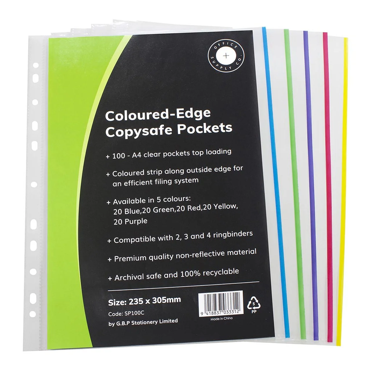 OSC Copysafe Pockets A4 Assorted Colours - Pack Of 100 - Nail Gallerys