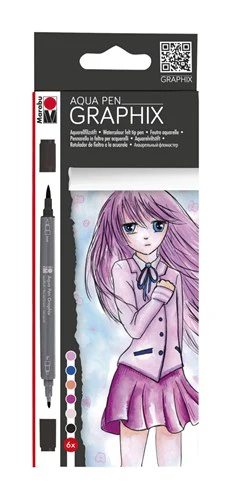Marabu Aqua Graphix Pen Make Manga Set Of 6 - Nail Gallerys
