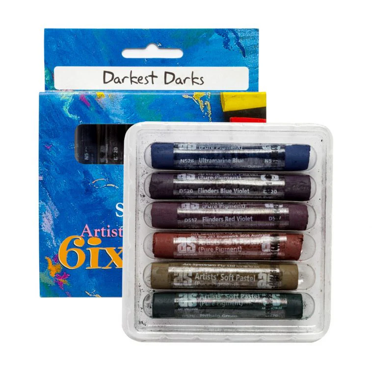 Art Spectrum Soft Round Pastels Set Of 6 - Darkest Darks - Nail Gallerys
