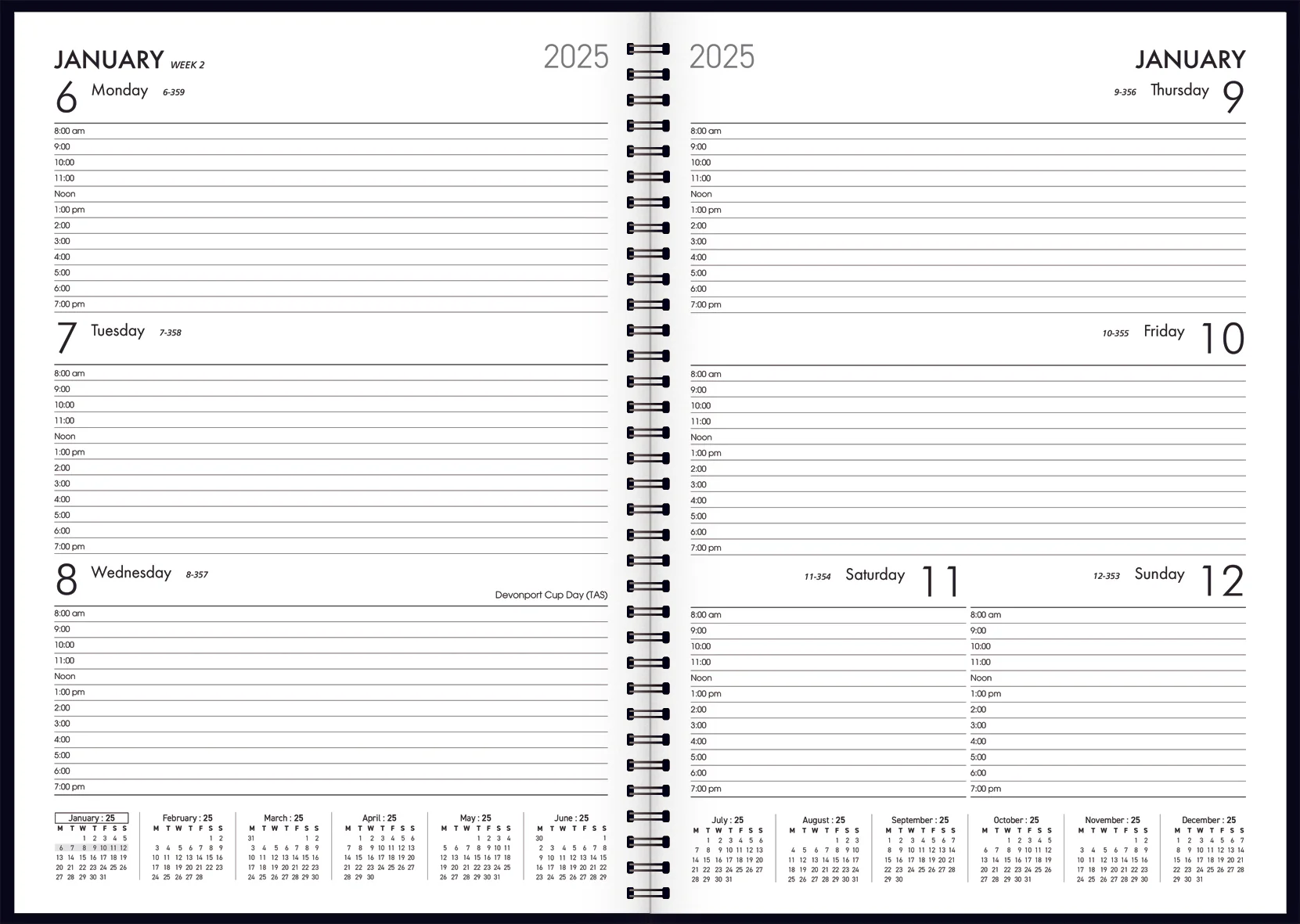 Collins Boston A43 Week To View Diaries - Nail Gallerys