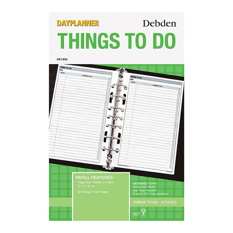 Debden Desk Dayplanner Refill Things To Do - Nail Gallerys
