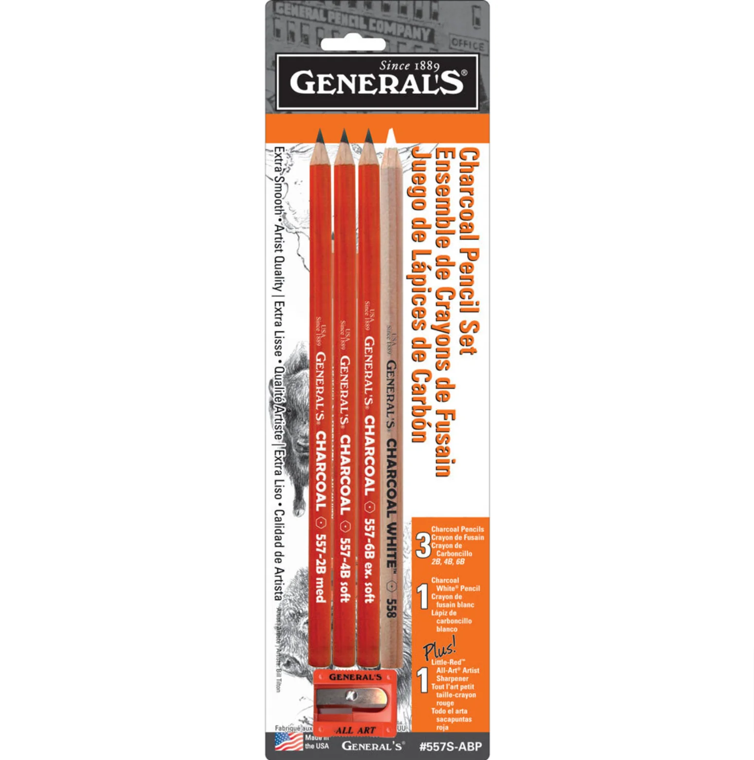General's Charcoal Pencil + Sharpener Set - Nail Gallerys