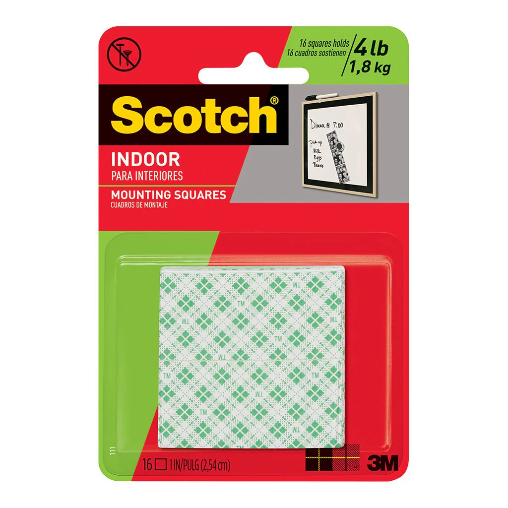 Scotch Mounting Squares 111/dc Indoor Permanent Size 25mm X 25mm Pack 16 - Nail Gallerys