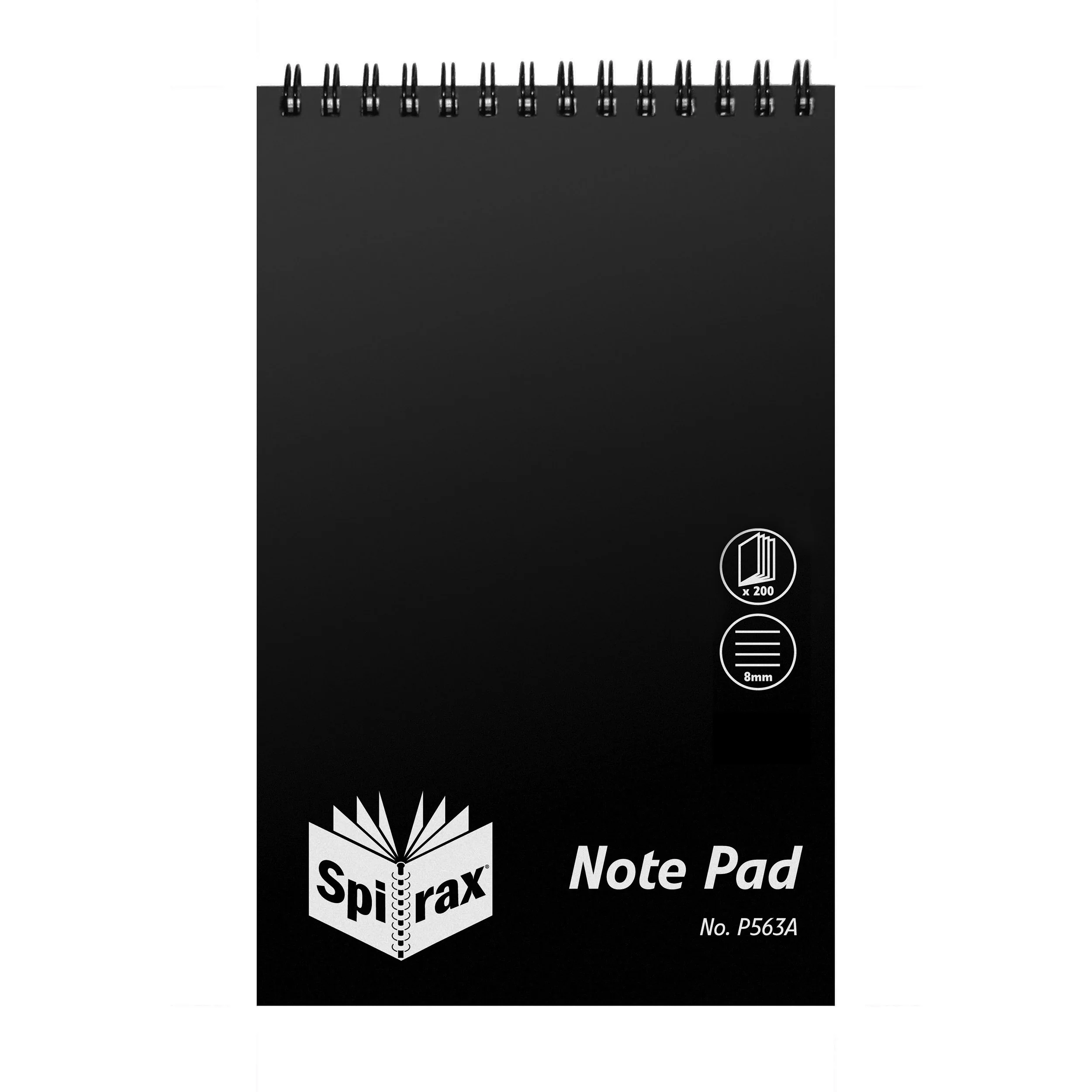 Spirax P563a PP Notebook Reporters 200x127mm 200 Page Black T/o - Pack Of 10 - Nail Gallerys