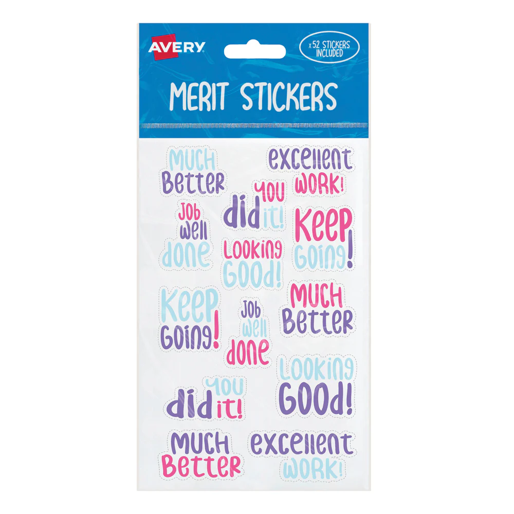 Avery Merit Stickers Samble Font 52 Pack - Nail Gallerys