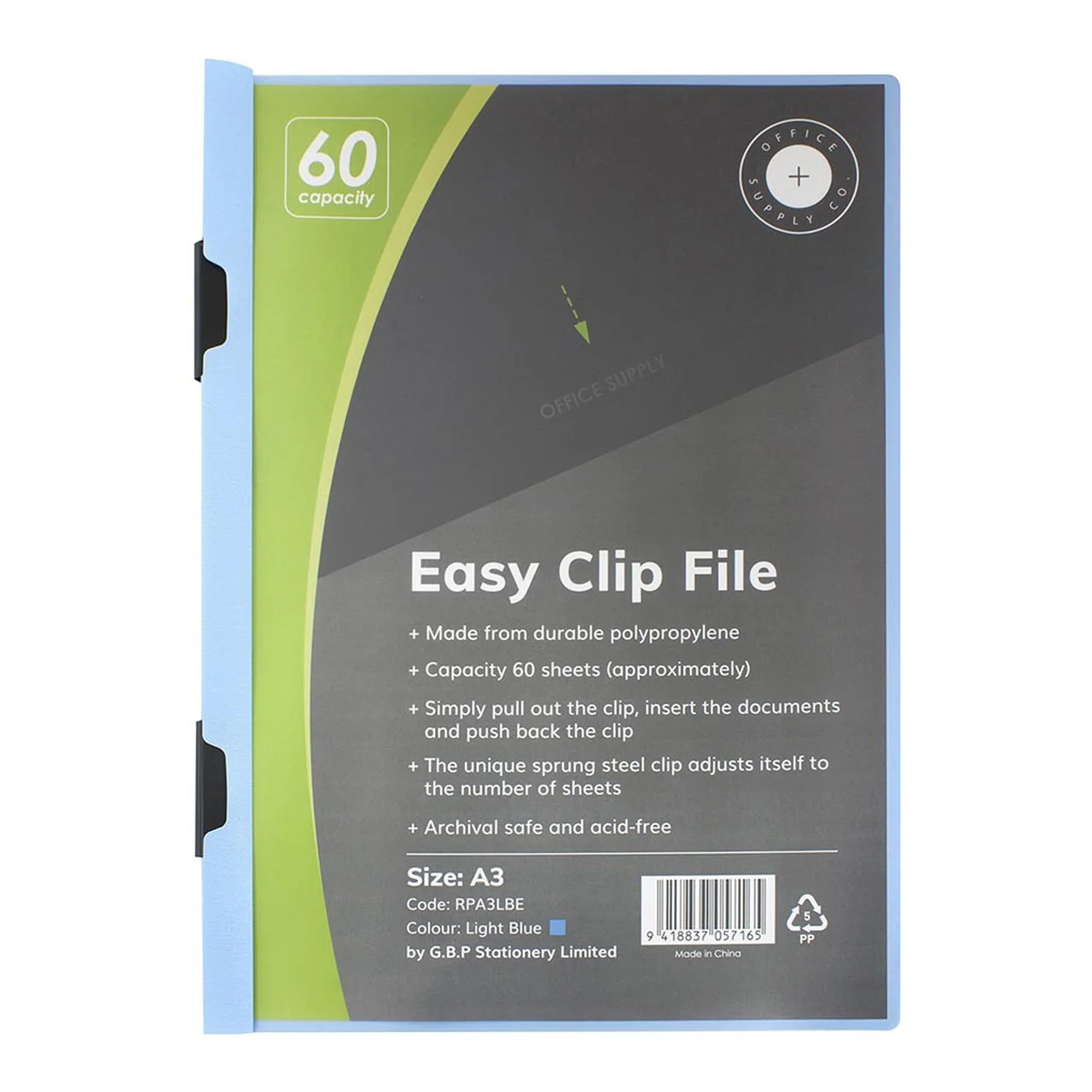 OSC Clip Easy File A3 Light Blue 60 Sheet - Nail Gallerys