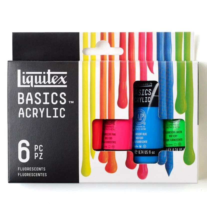 Liquitex Basics 22ml Acrylic Paints Set Of 6 Fluorescent Colours - Nail Gallerys