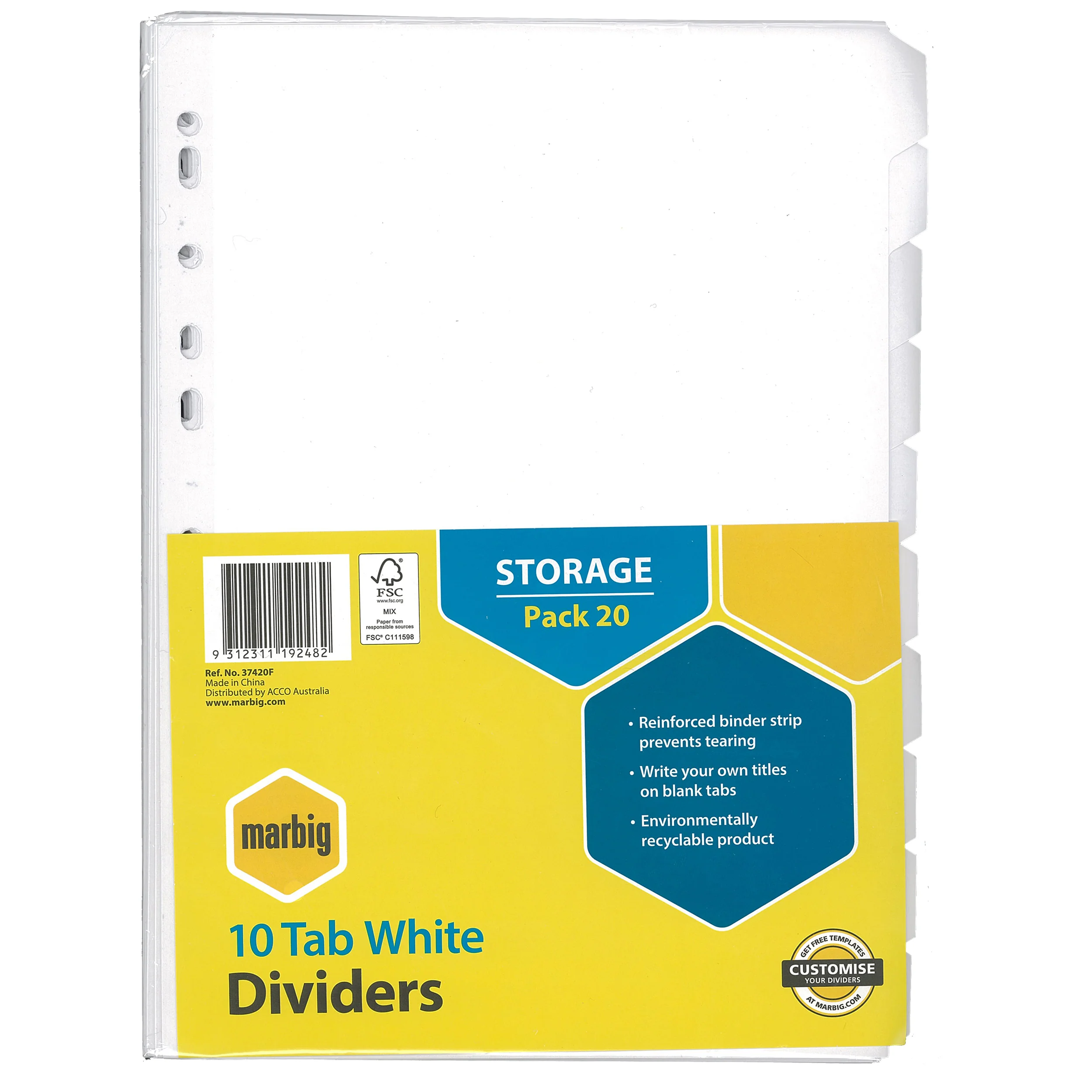 Marbig Indices & Dividers 10 Tab Manilla A4 White Bulk - Nail Gallerys