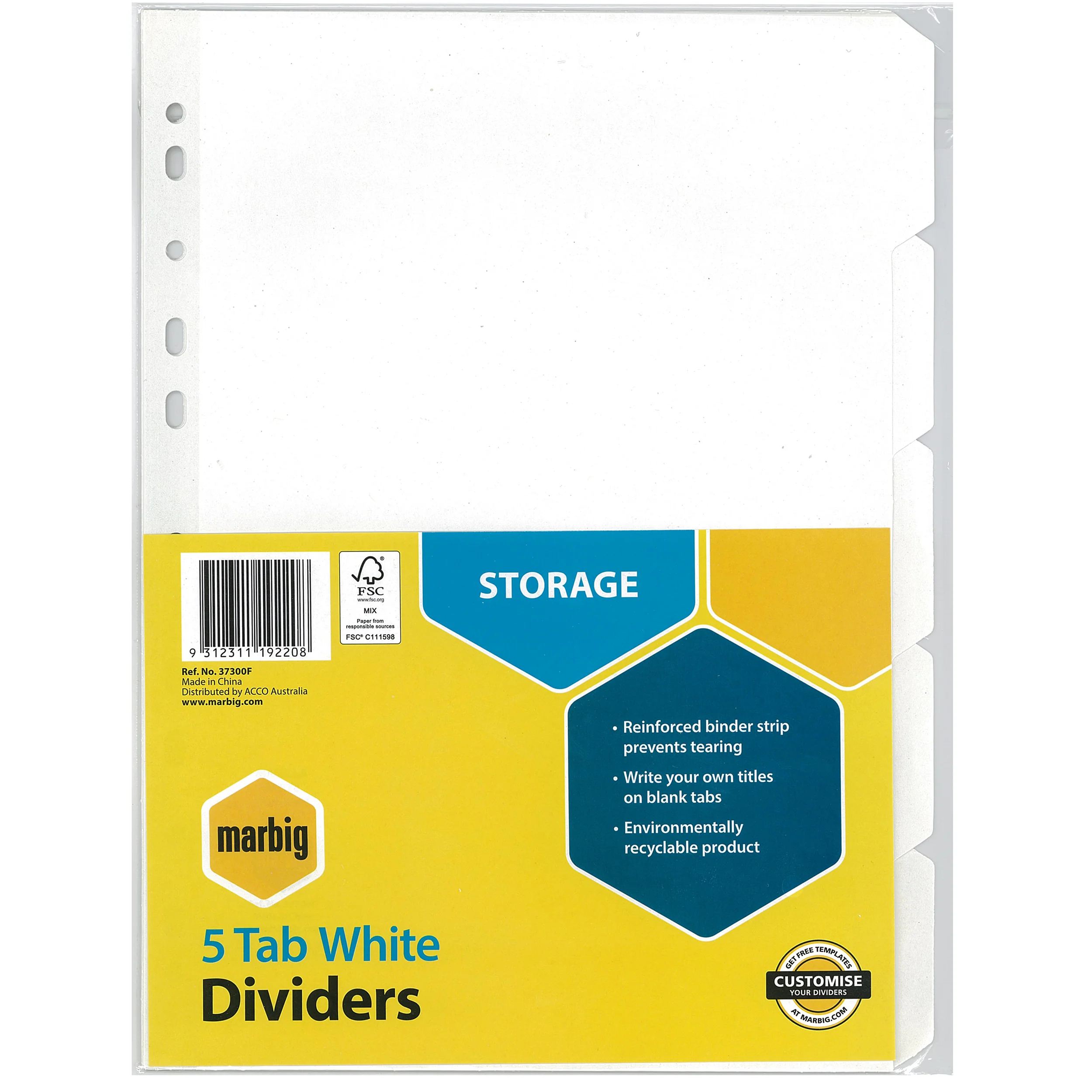 Marbig Indices & Dividers 5 Tab Manilla A4 White - Nail Gallerys