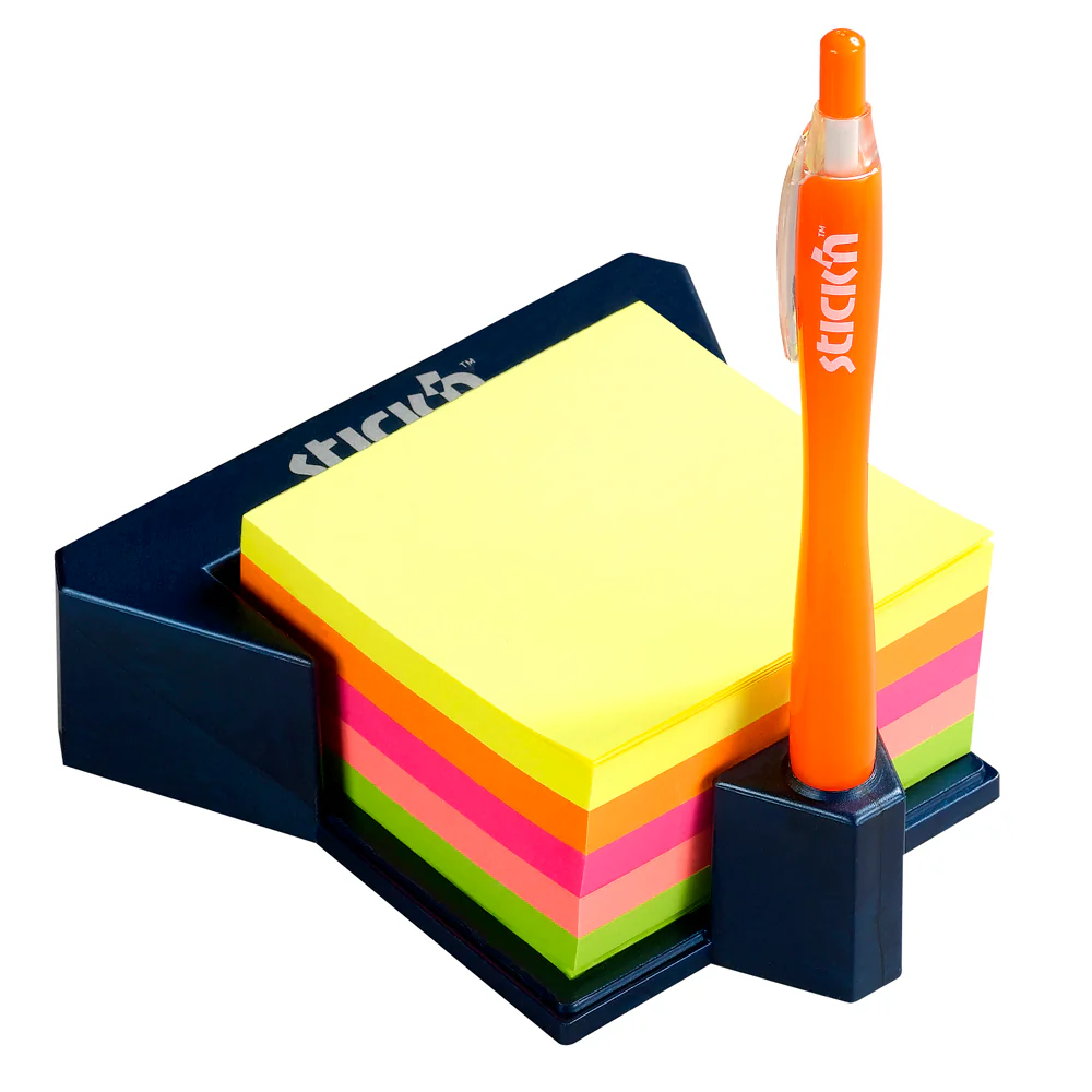 Stick'n Note Cube With Holder 76x76mm 400 Sheets Pastel Neon Mixed - Nail Gallerys