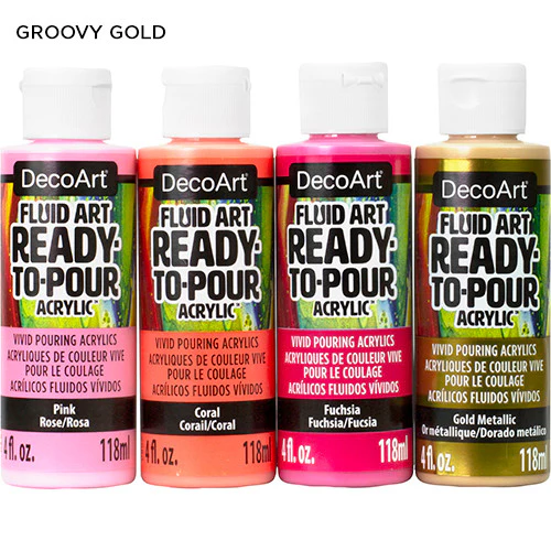 Decoart Fluidart Groovy Gold Paint Pouring Set of 4 - Nail Gallerys