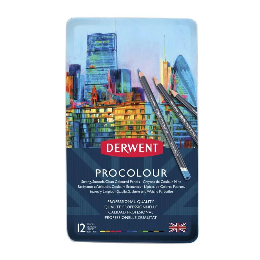 Derwent Procolour Pencils Tin Of 12 - Nail Gallerys