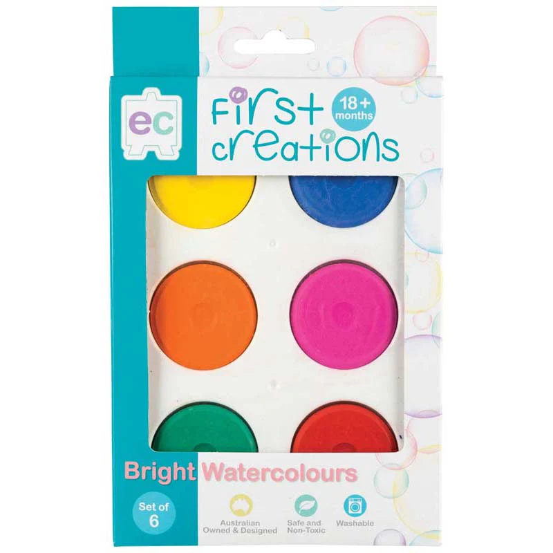 EC First Creations Bright Washable Watercolour Blocks Set Of 6 - Nail Gallerys