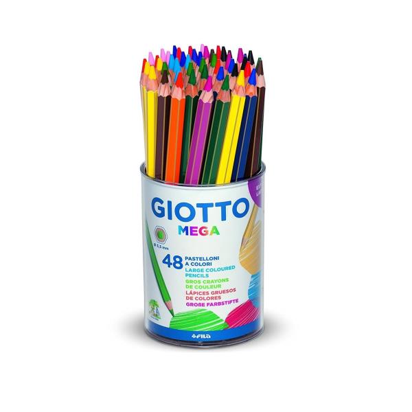 Giotto Mega Assorted Large Colouring Pencils Pot of 48 - Nail Gallerys