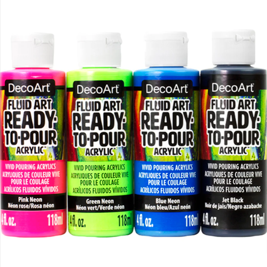 Decoart Fluidart Neon Blast Pouring Kit Set Of 4 - Nail Gallerys