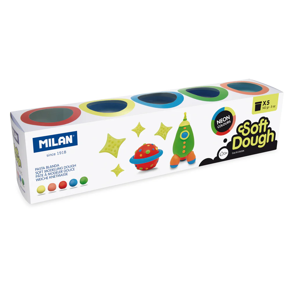 Milan Neon Colours Assorted Soft Dough Set Of 5 - Nail Gallerys