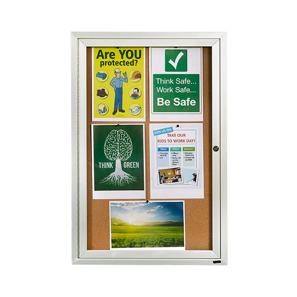 Quartet Enclosed Board Cork 600x900mm 1 Door - Nail Gallerys