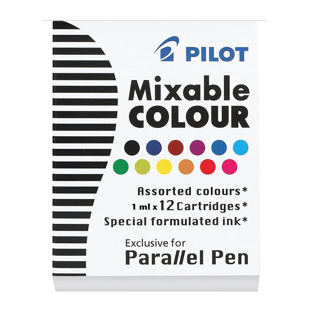 Pilot Parallel Pen Assorted Colour Cartridge Pack Of 12 - Nail Gallerys