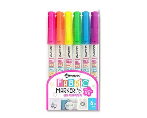 Mungyo Fluo Fabric Markers Pack Of 6 - Nail Gallerys