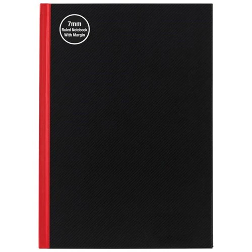 Milford Notebook 7mm 68gsm With Margin Red & Black 100 Leaf - Nail Gallerys