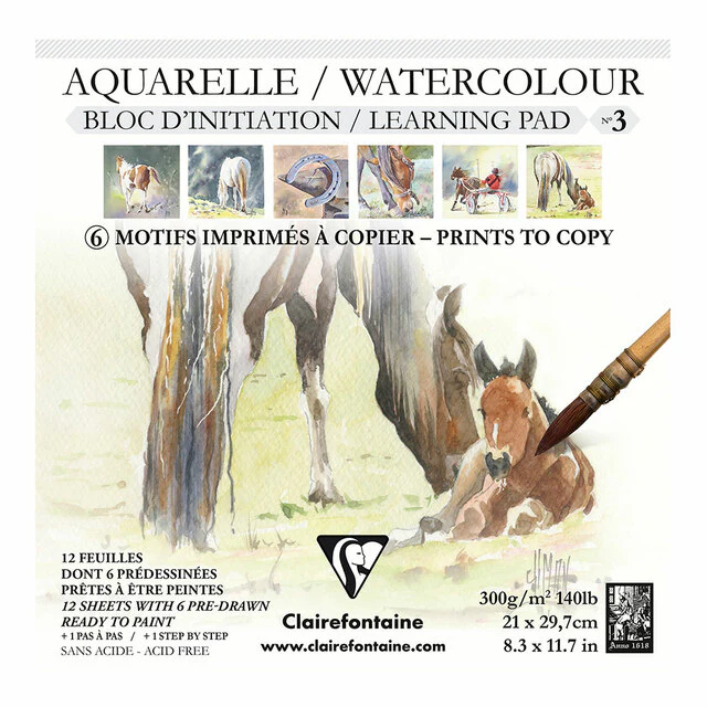 Clairefontaine Etival Pad Horses 21x21cm 300gsm 12 Sheets - Nail Gallerys