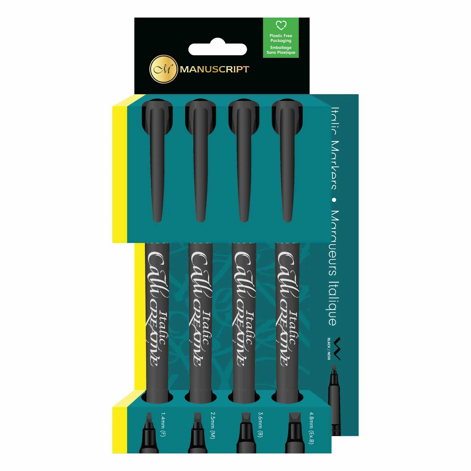 Manuscript Callicreative Italic Black Markers Set Of 4 - Nail Gallerys