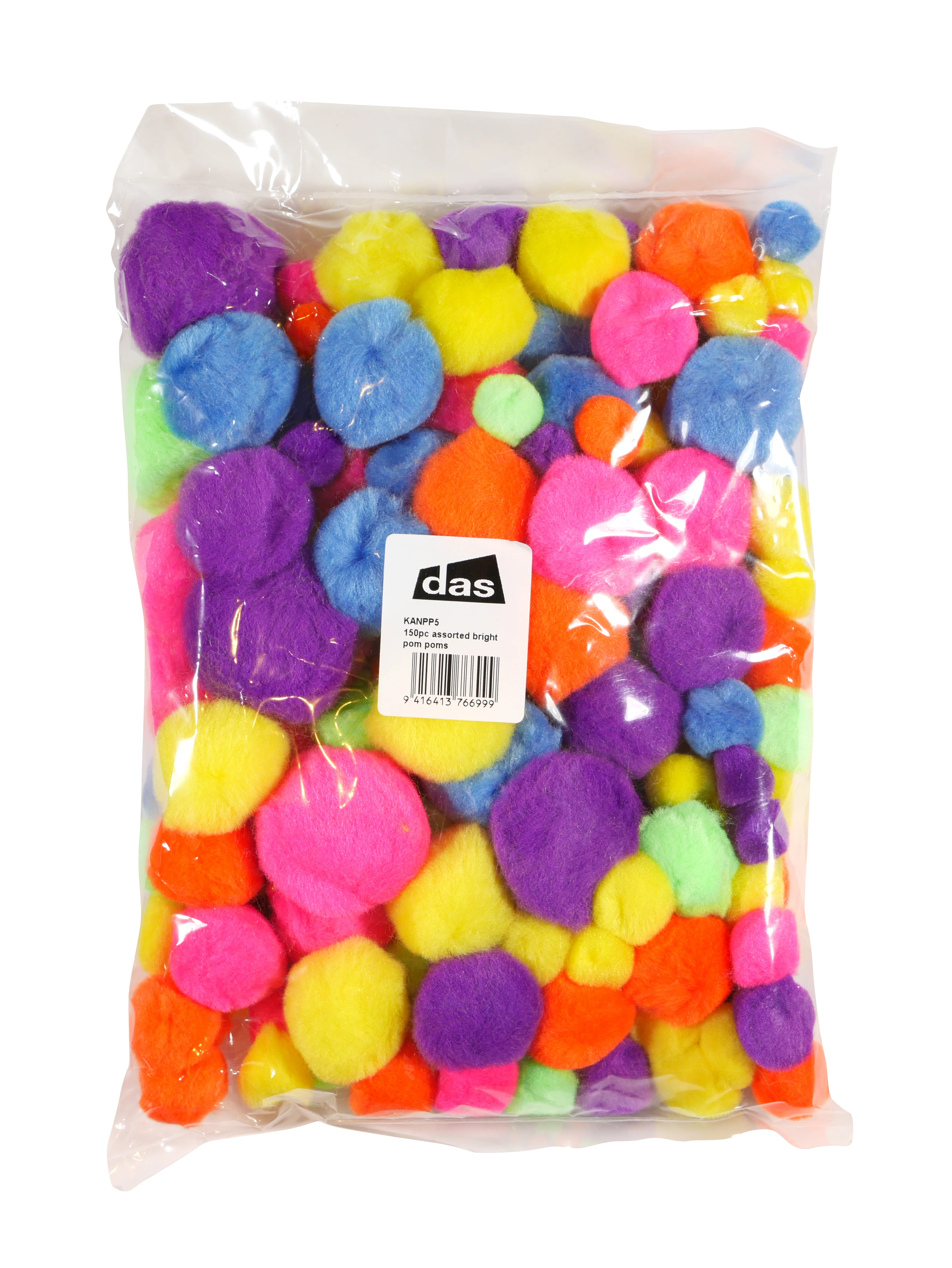 Das Pom Poms Assorted Bright Neon Colours 150 Pieces - Nail Gallerys