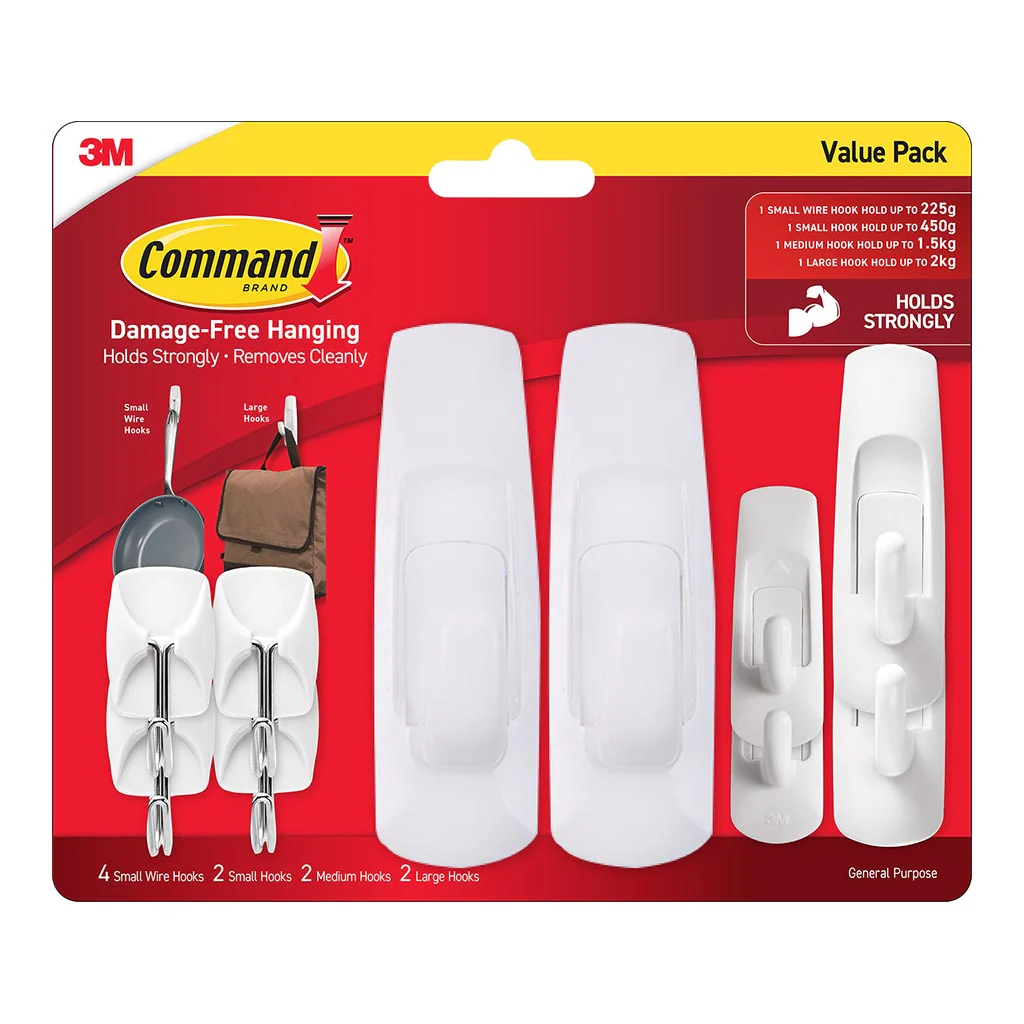 Command Assorted Clear White Hook Value Pack of 10 - Nail Gallerys
