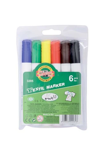 Koh-I-Noor Textile Markers 2.5mm Assorted Colours - Pack Of 6 - Nail Gallerys