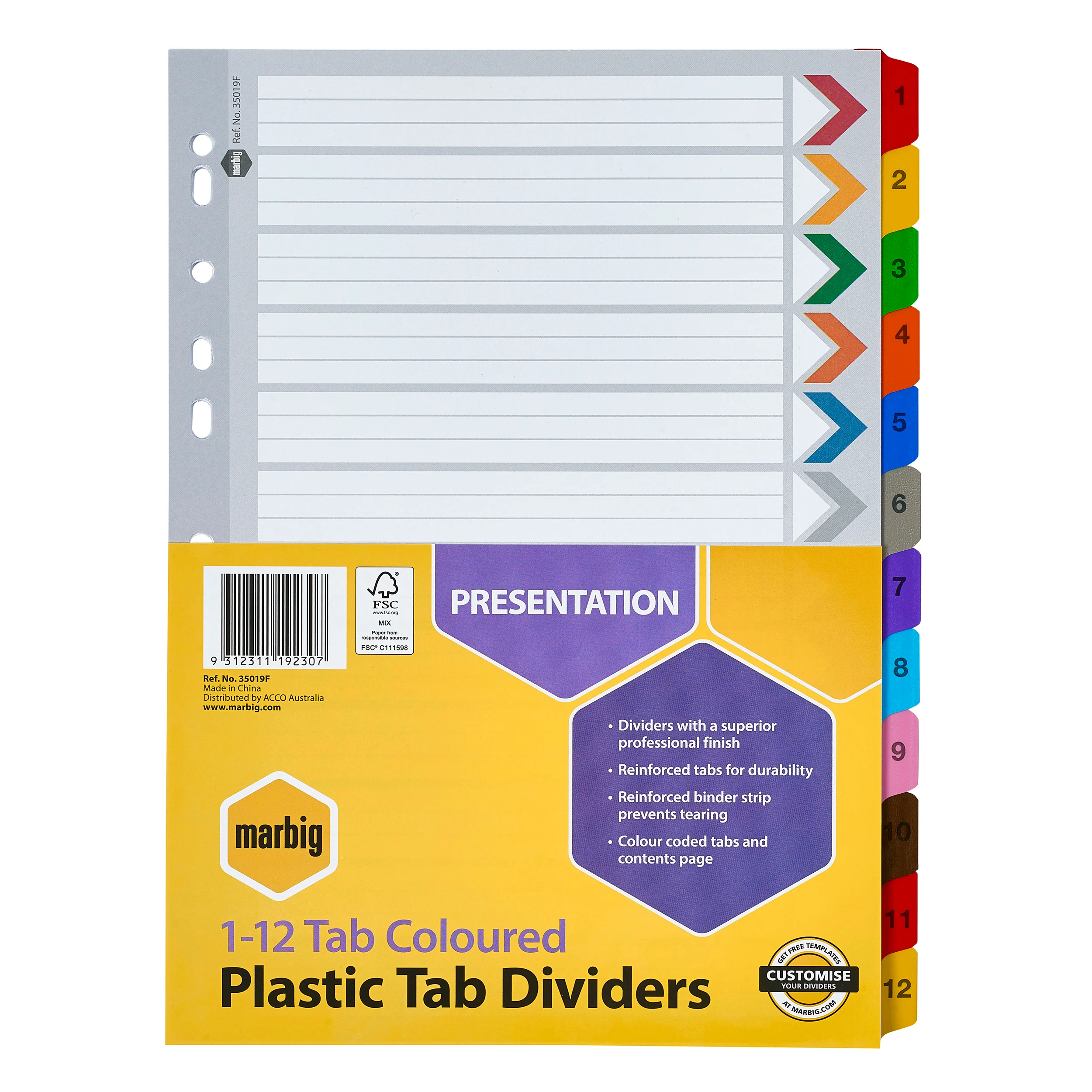 Marbig Indices & Dividers Tab Reinforced A4 Colour - Nail Gallerys