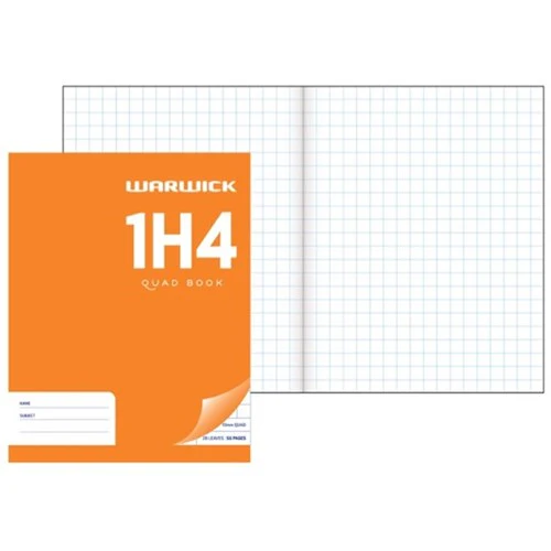 Warwick Exercise Book 1h4 28 Leaf Quad 10mm 230x180mm - Nail Gallerys