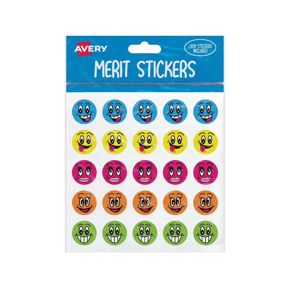 Avery Merit Stickers Smiley Faces Round 22mm 300 Pack - Nail Gallerys