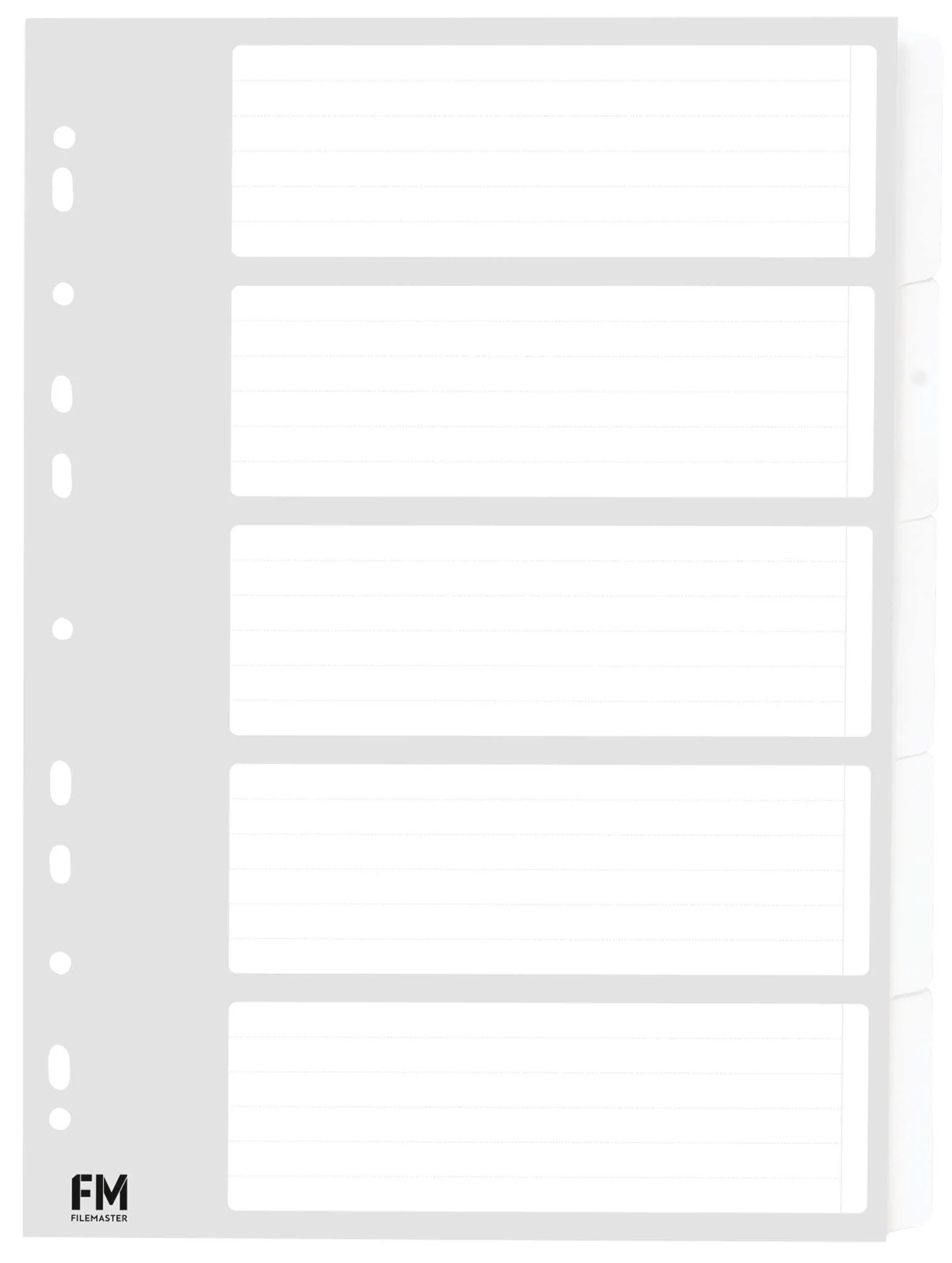 FM Indices Size A4 5 Tab White Cardboard - Nail Gallerys