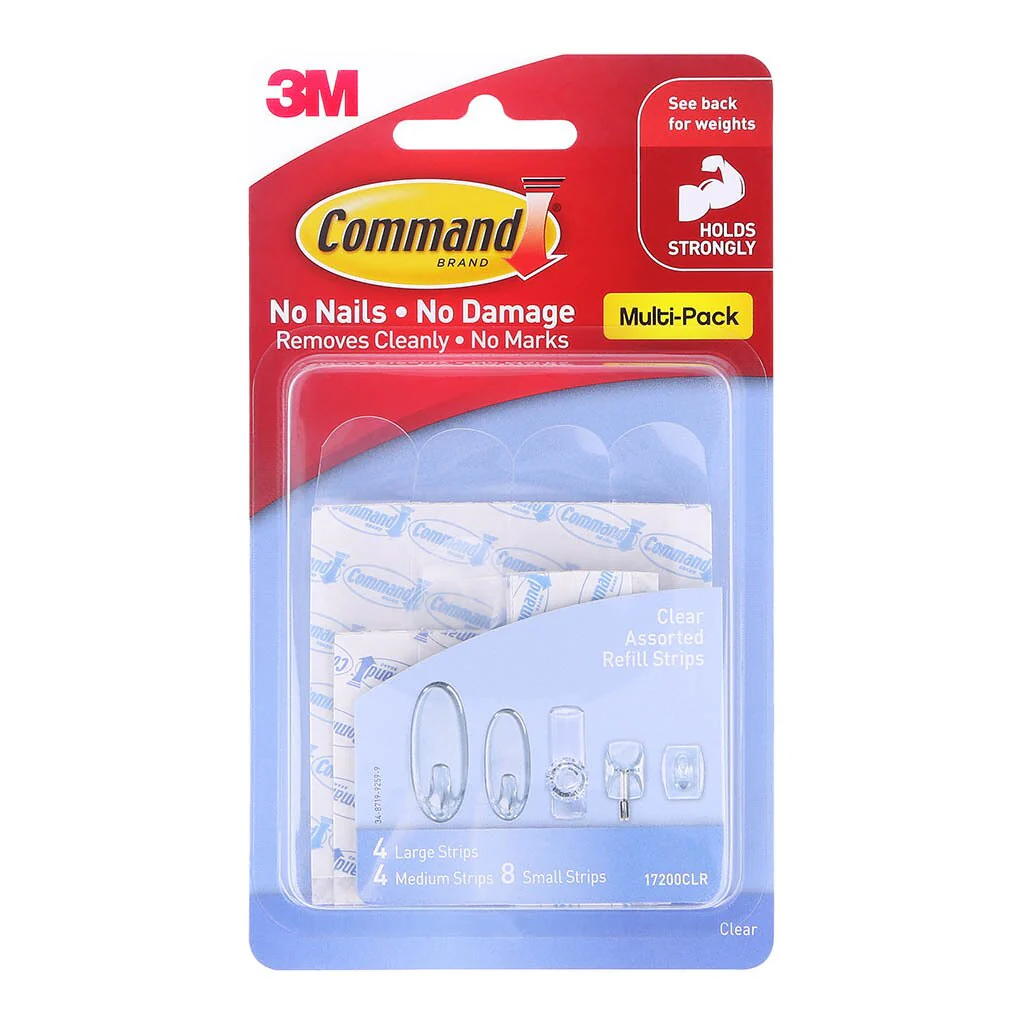 Command Strips Refill 17200clr Assorted Clear Pack Of 16 - Nail Gallerys