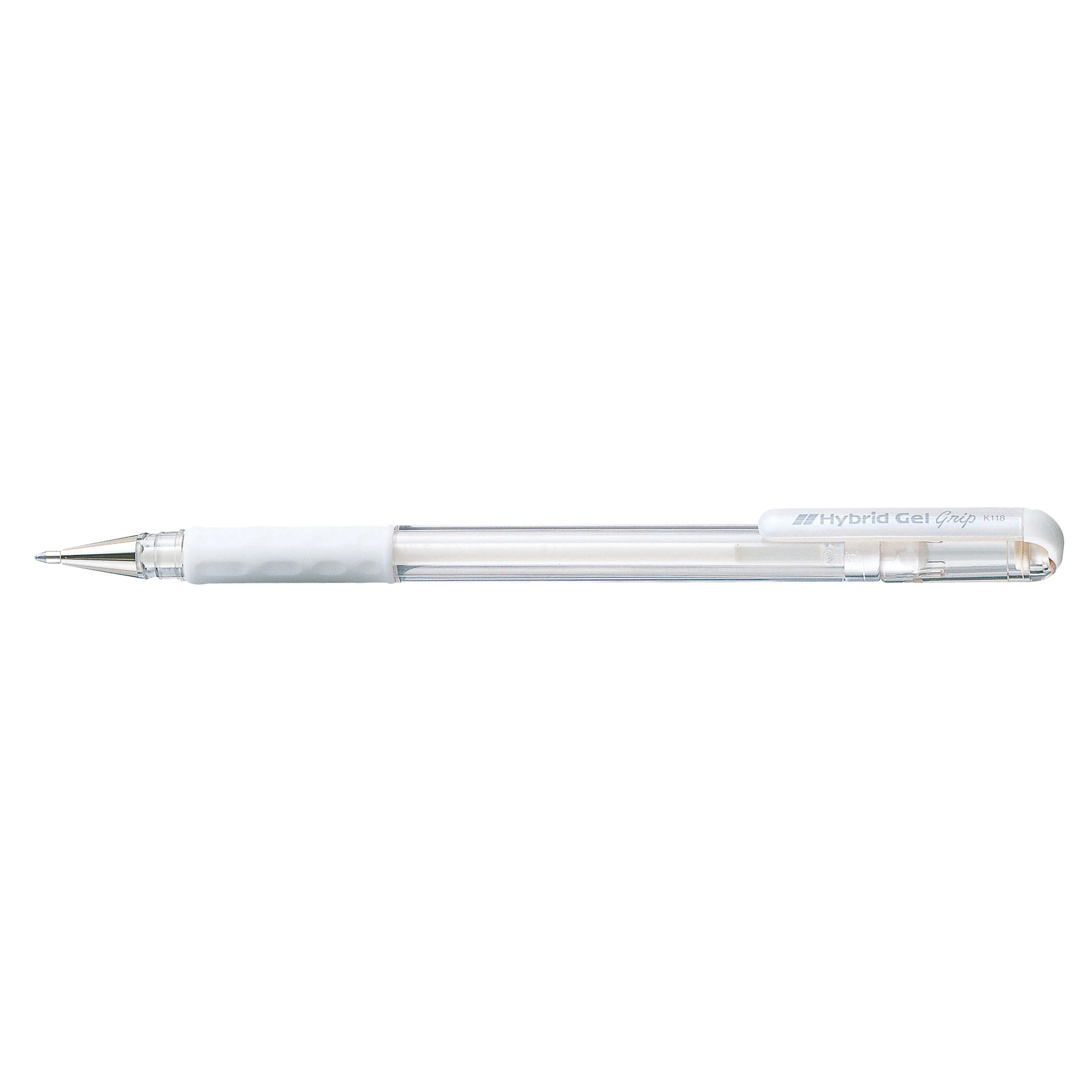 Pentel Hybrid Gel Grip Gell Roller Pen Stick K118l 0.8mm White Box Of 12 - Nail Gallerys