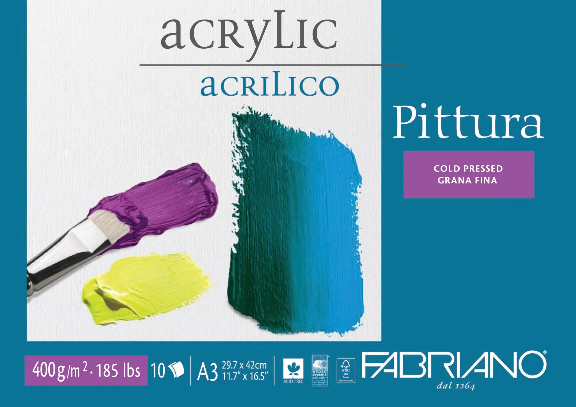 Fabriano Pittura 400gsm 10 Sheet Acrylic Pads - Nail Gallerys
