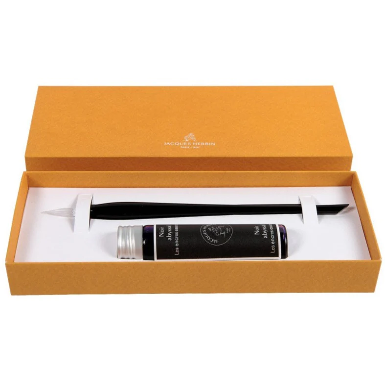 Jacques Herbin Black Prestige Glass Pen Set - Nail Gallerys