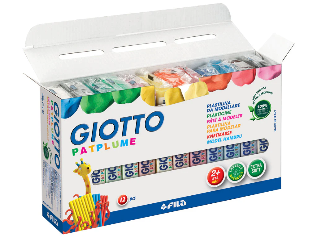 Giotto Patplume 50g Assorted Colours Soft Modelling Plasticine Set of 12 - Nail Gallerys