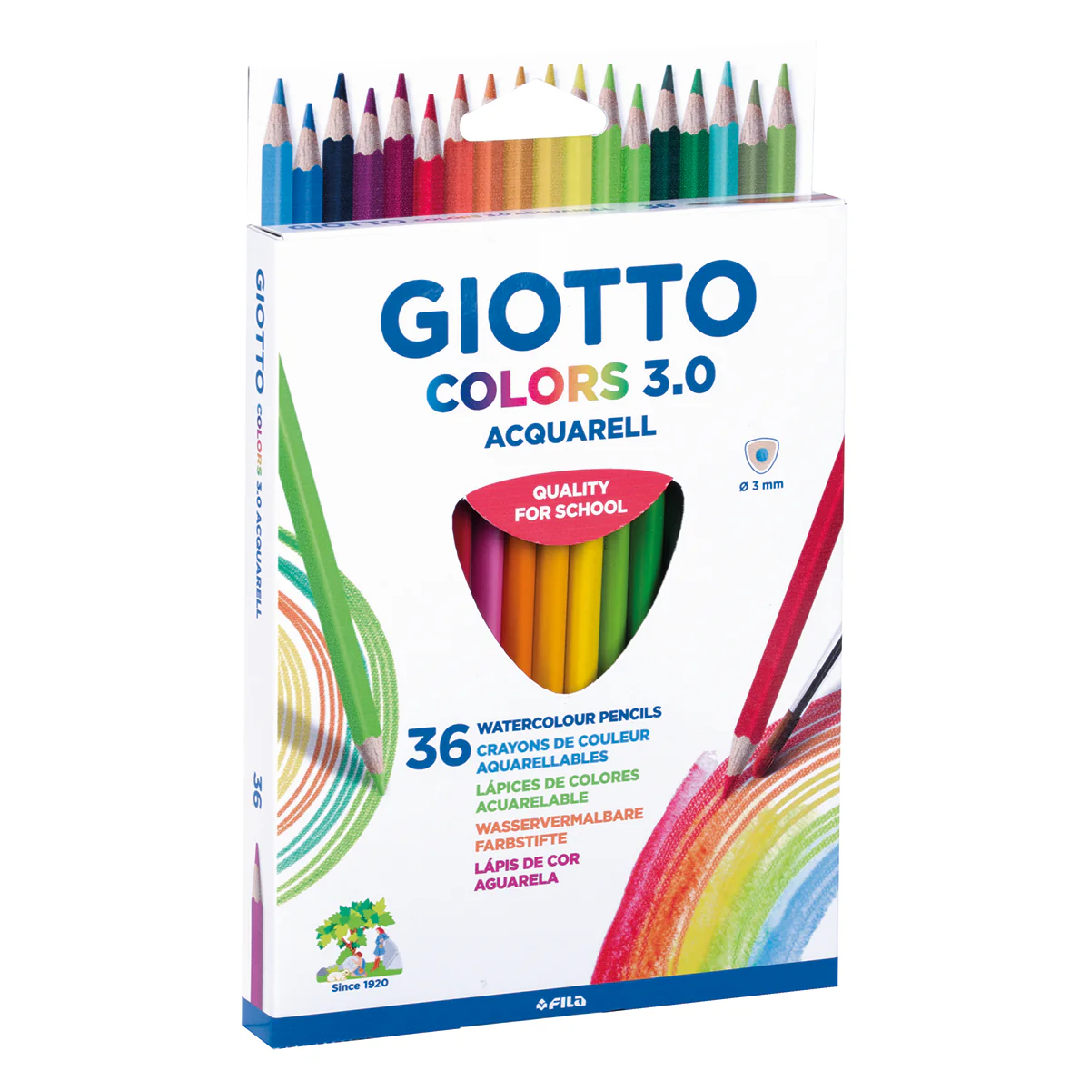 Giotto 3.0 Assorted Aquarell Colouring Pencils Pack of 36 - Nail Gallerys