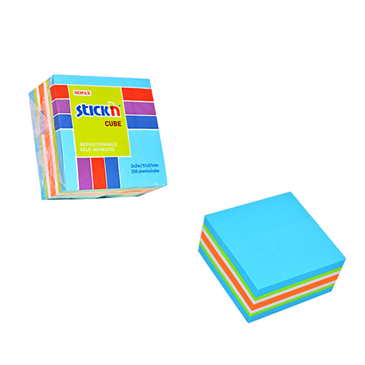 Stick'n 51x51mm 250 Sheets Neon & Pastel Mix Note Cubes - Nail Gallerys