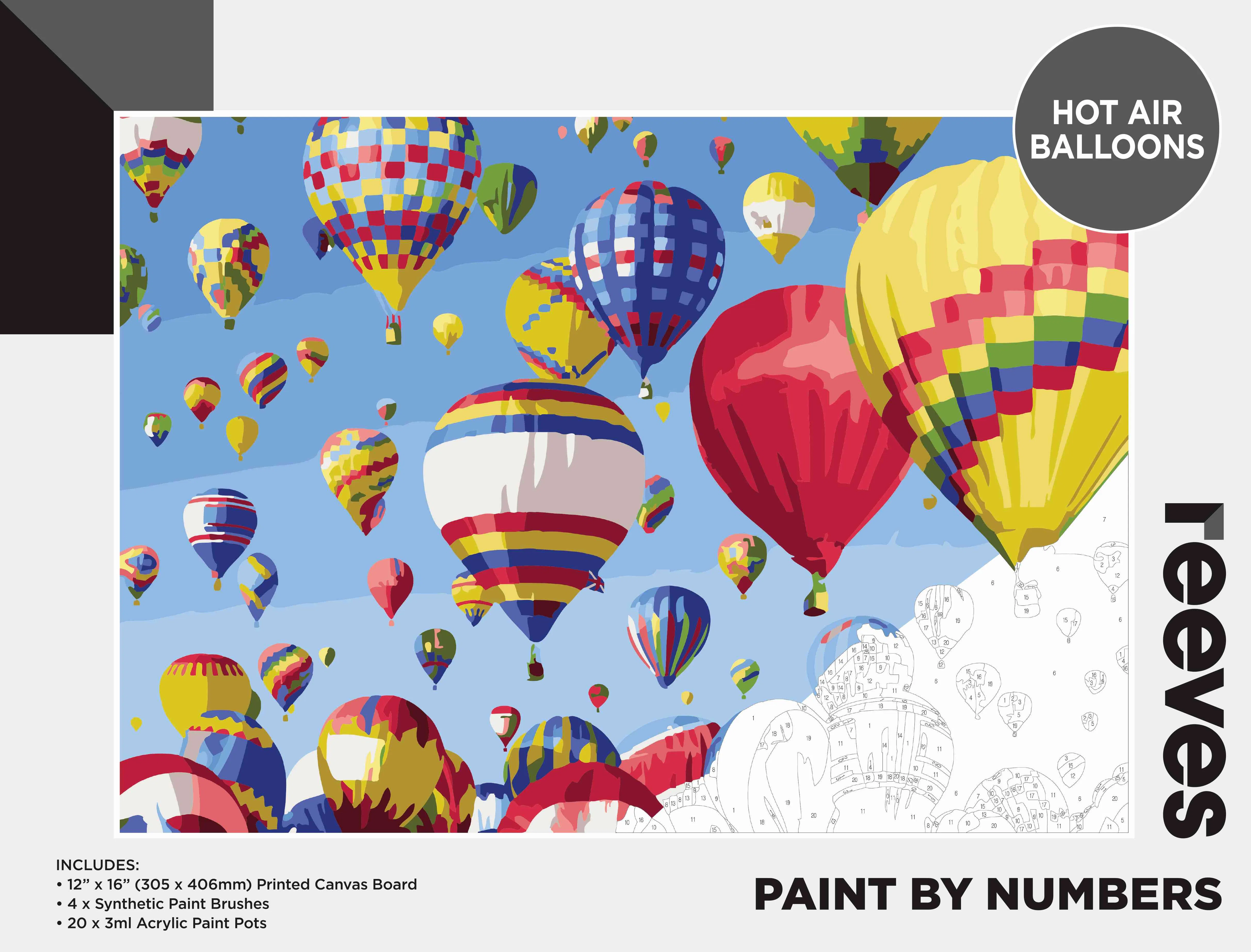 Reeves Paint By Numbers 12x16 Inch Hot Air Balloons - Nail Gallerys