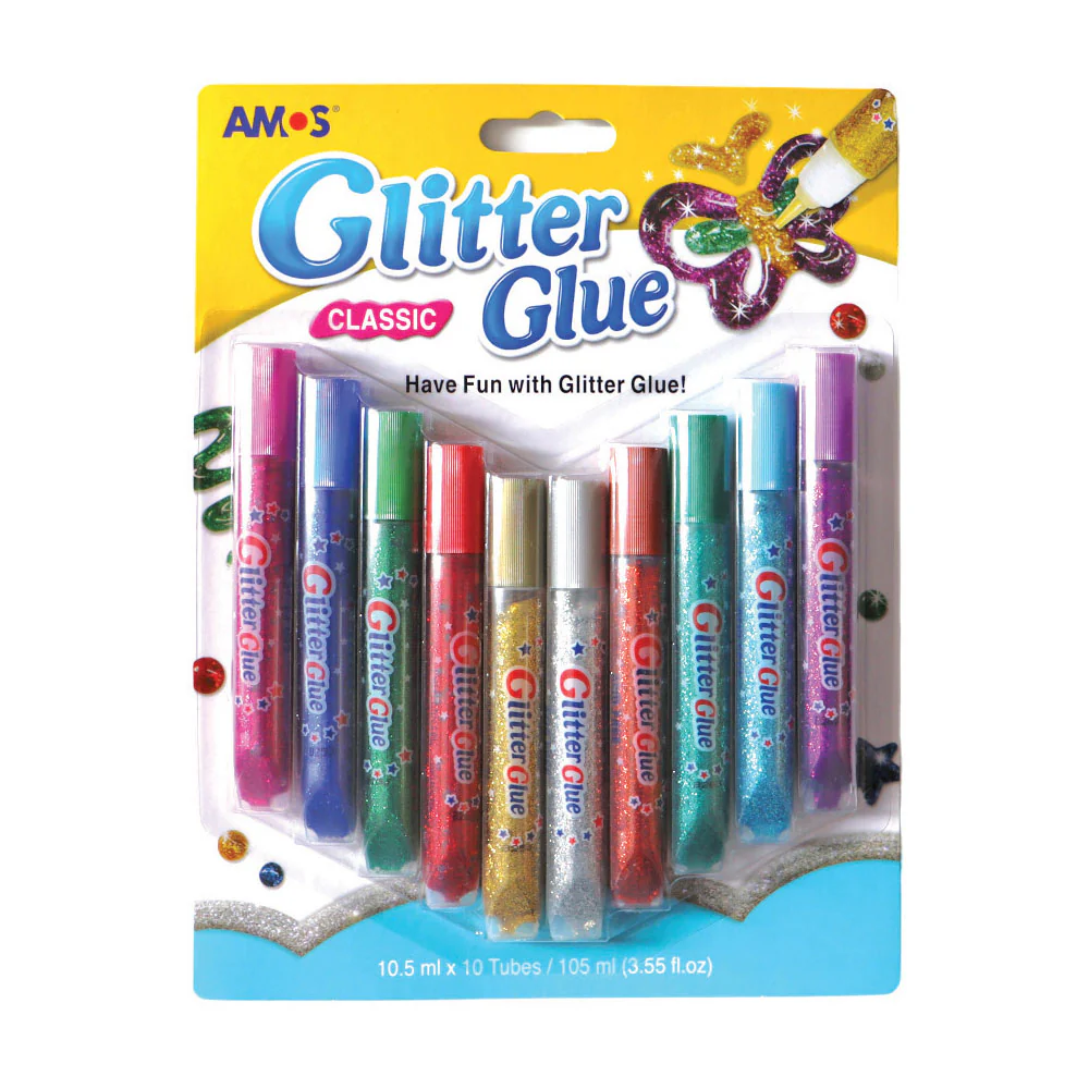 Amos 10.5ml Glitter Glues Set of 10 - Nail Gallerys