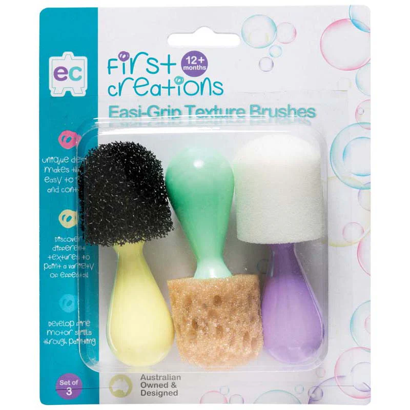 EC First Creations Easi-grip Texture Brushes Set Of 3 - Nail Gallerys