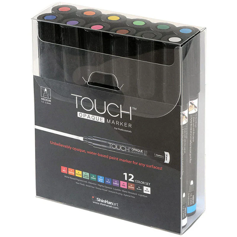 ShinHan Touch Opaque Markers Medium Set of 12 - Nail Gallerys