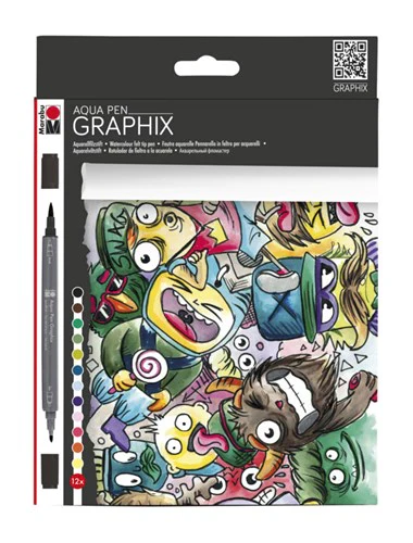 Marabu Aqua Pen Graphix Mega Mash Set fo 12 - Nail Gallerys