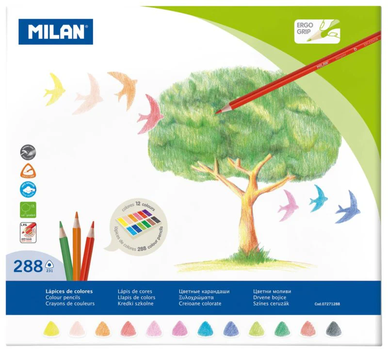 Milan Triangular Assorted Coloured Pencils Set Of 288 - Nail Gallerys