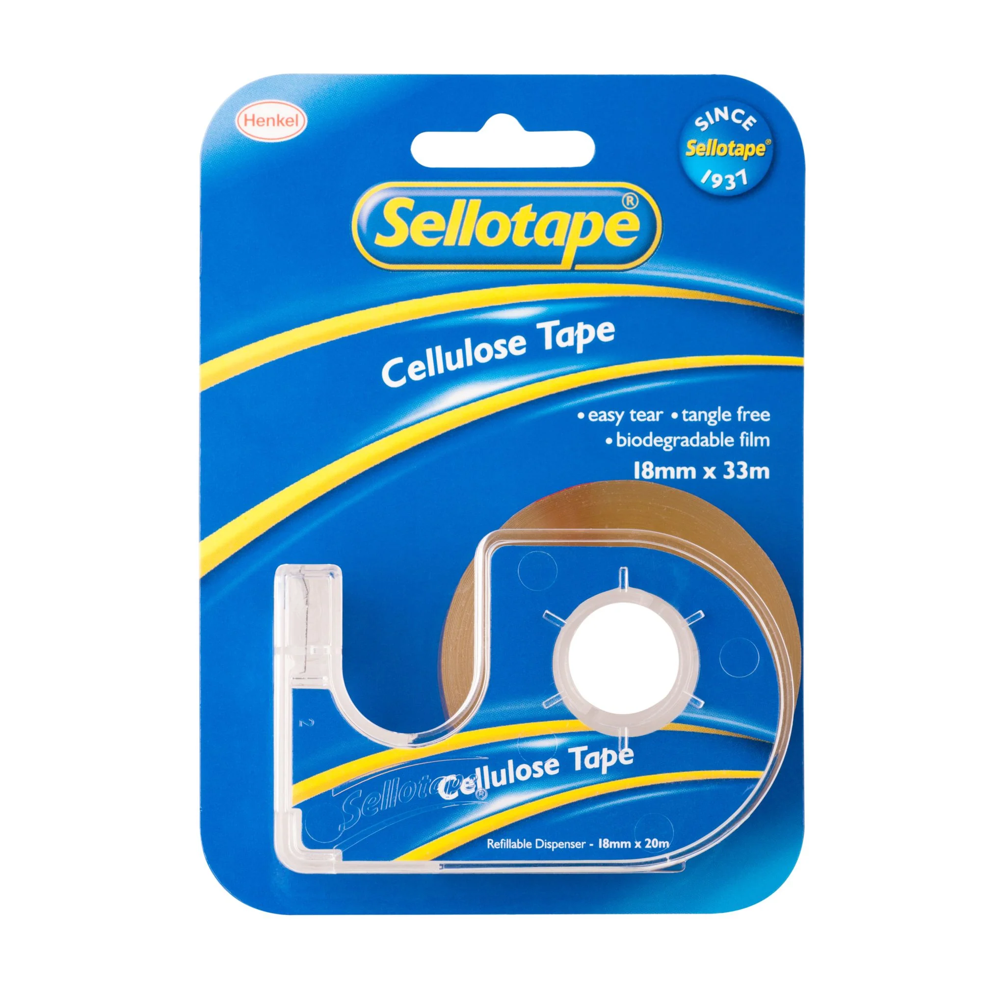 Sellotape 3272 Cellulose Tape On Dispenser Size 18mm X 33m Clear Easy Tear Tangle Free - Nail Gallerys