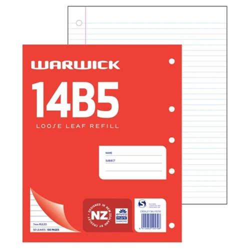 Warwick Refill 14b5 Loose Leaf 50 Leaf Ruled 7mm 255x205mm - Nail Gallerys