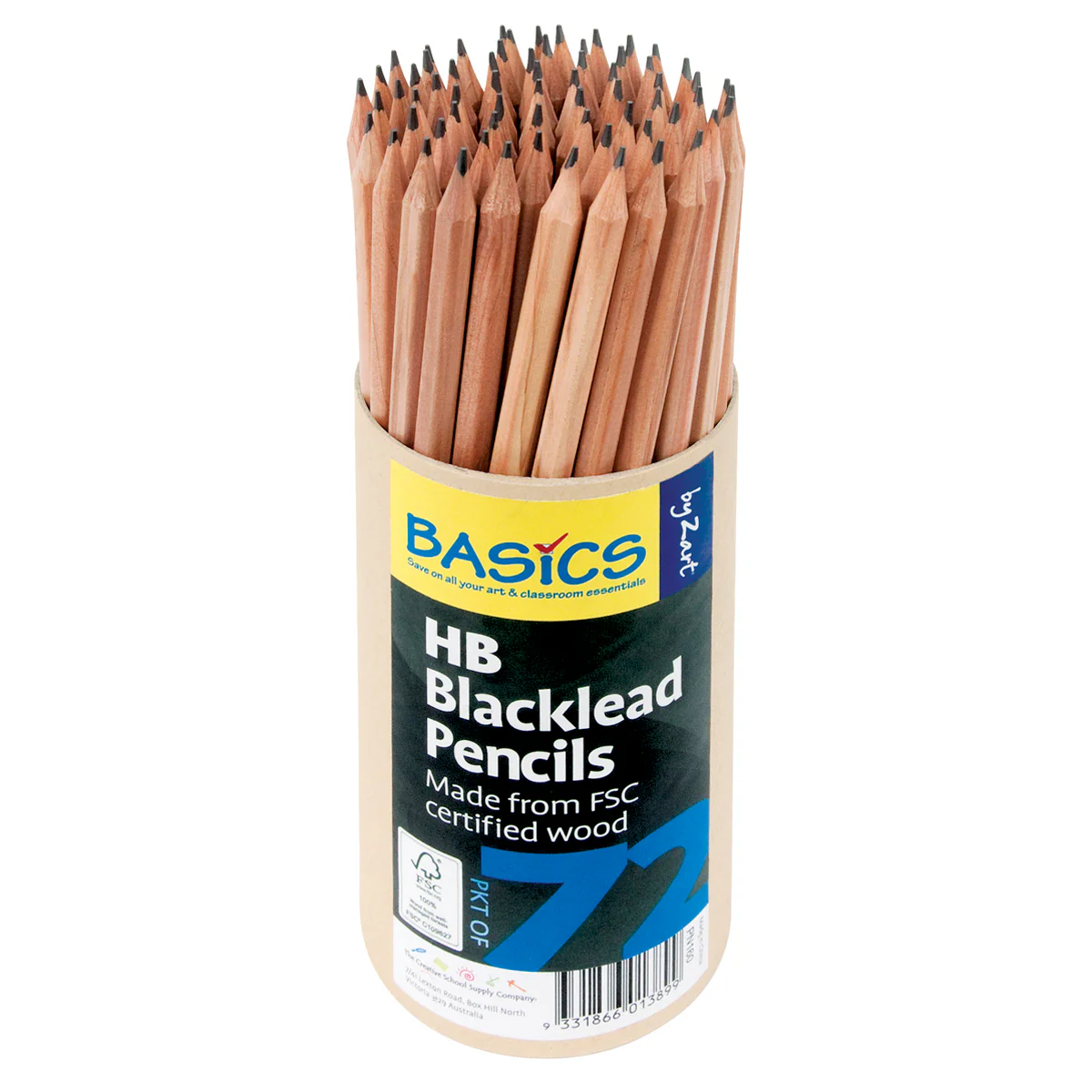 Basics by Zart Blacklead HB Pencils Set of 72 - Nail Gallerys