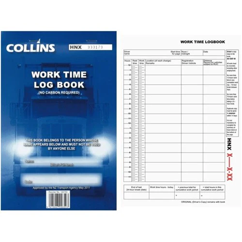 Collins Log Book Work Time A5 Triplicate - Nail Gallerys